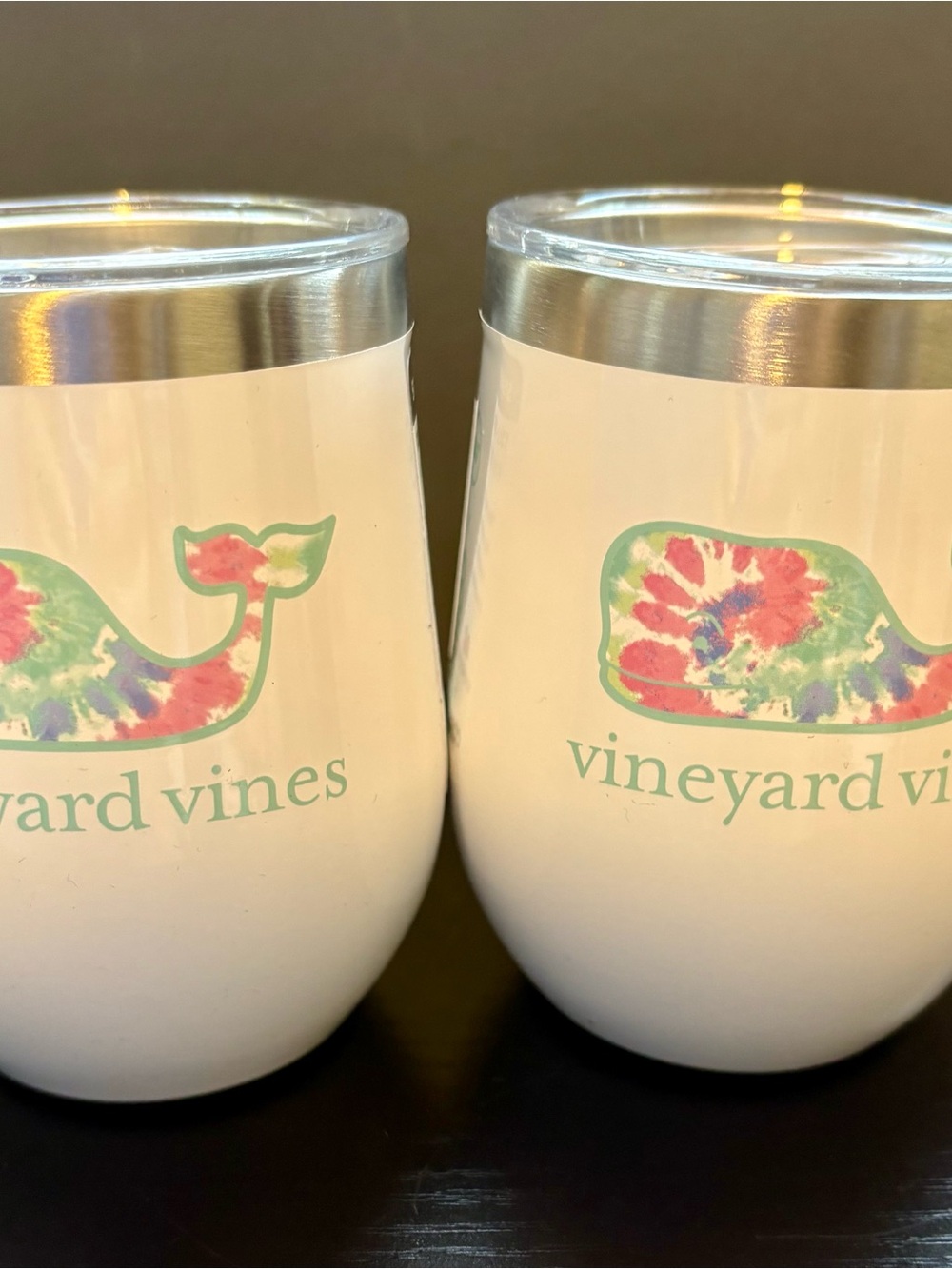 Corkcicle/Vineyard Vines White Tie-Dye Whale Insulated Stemless Tumbler Pair